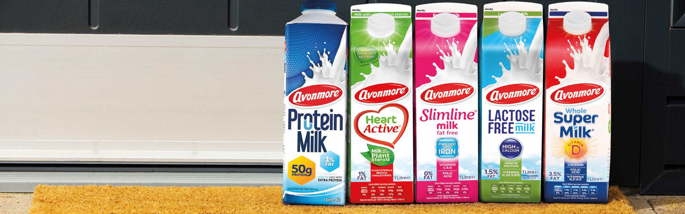Selection of Avonmore milk cartons