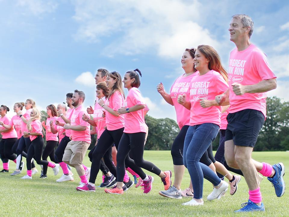 People taking part in the pink run event